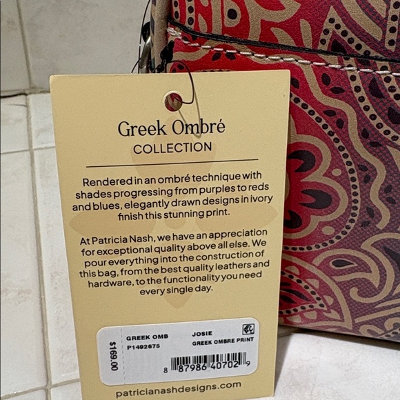 Patricia Nash Josie Leather Crossbody Bag in Greek Ombré Print - Picture 7 of 13